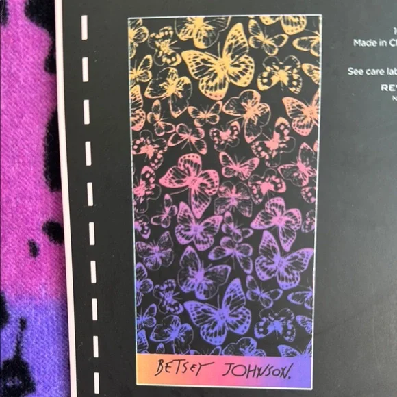 Betsey Johnson Pink and Blue Butterfly Towel - Picture 2 of 7